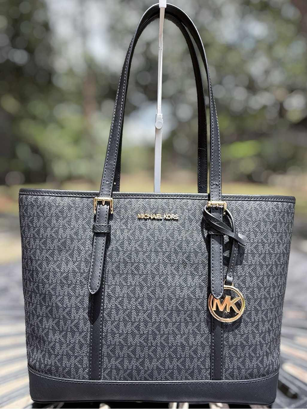 Michael Kors Jet Set Travel Top-Zip Tote Black Signature